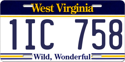 WV license plate 1IC758