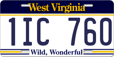 WV license plate 1IC760