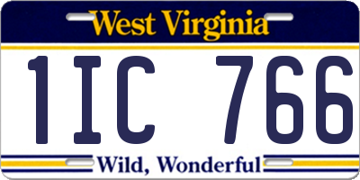 WV license plate 1IC766