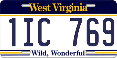 WV license plate 1IC769