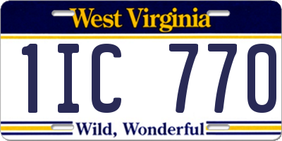 WV license plate 1IC770