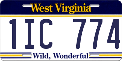 WV license plate 1IC774