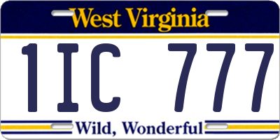 WV license plate 1IC777