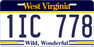 WV license plate 1IC778