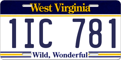 WV license plate 1IC781