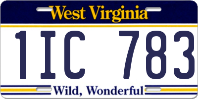 WV license plate 1IC783