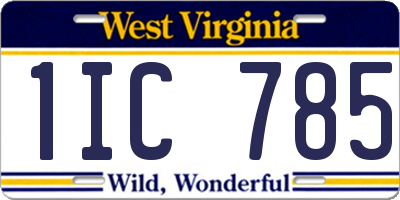 WV license plate 1IC785
