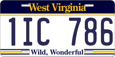 WV license plate 1IC786