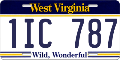 WV license plate 1IC787