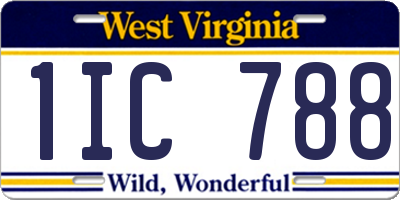 WV license plate 1IC788