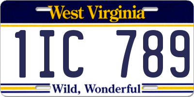 WV license plate 1IC789