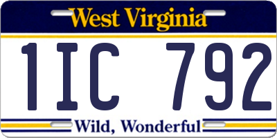 WV license plate 1IC792