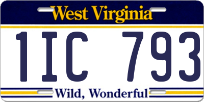 WV license plate 1IC793