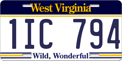 WV license plate 1IC794
