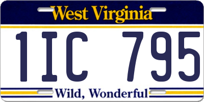WV license plate 1IC795