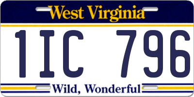 WV license plate 1IC796