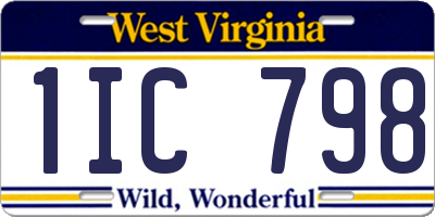 WV license plate 1IC798