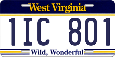 WV license plate 1IC801