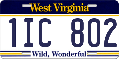 WV license plate 1IC802