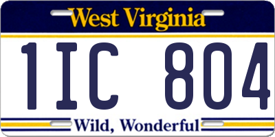 WV license plate 1IC804