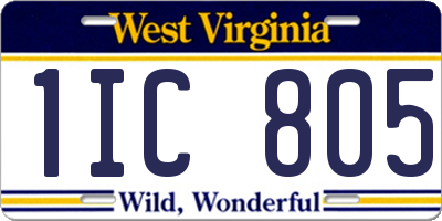 WV license plate 1IC805