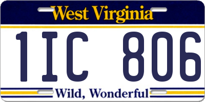 WV license plate 1IC806