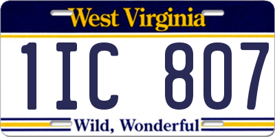 WV license plate 1IC807