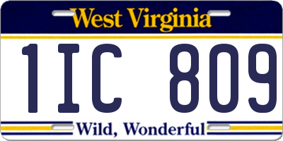WV license plate 1IC809