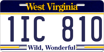 WV license plate 1IC810