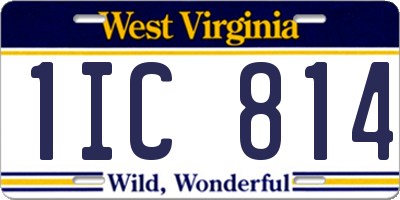 WV license plate 1IC814