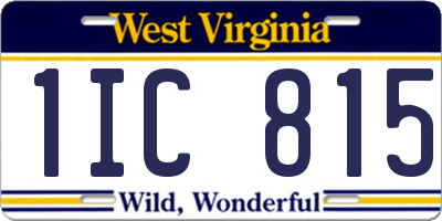 WV license plate 1IC815
