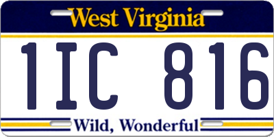 WV license plate 1IC816