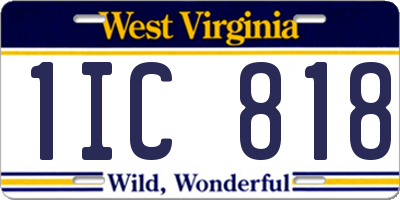 WV license plate 1IC818