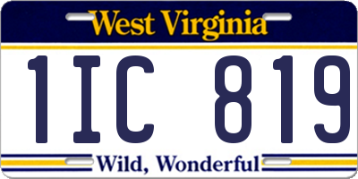WV license plate 1IC819
