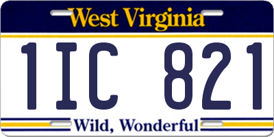 WV license plate 1IC821