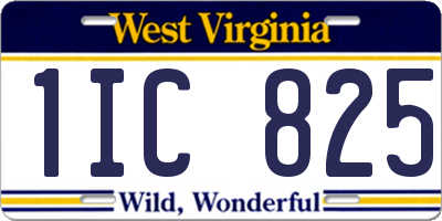 WV license plate 1IC825