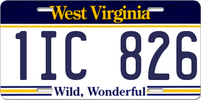 WV license plate 1IC826
