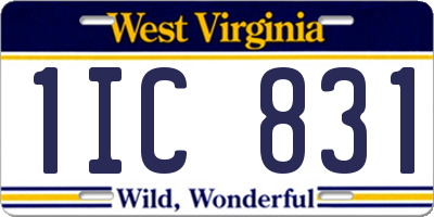 WV license plate 1IC831