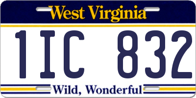 WV license plate 1IC832