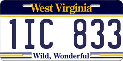 WV license plate 1IC833