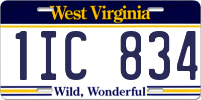 WV license plate 1IC834