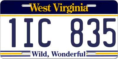 WV license plate 1IC835