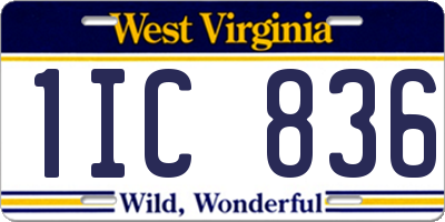 WV license plate 1IC836