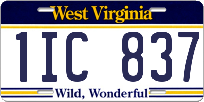 WV license plate 1IC837