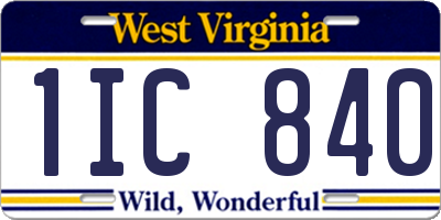 WV license plate 1IC840