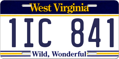 WV license plate 1IC841