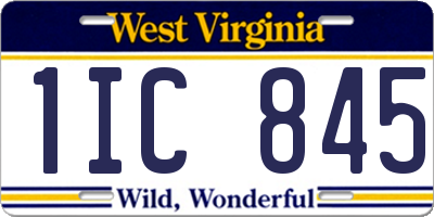 WV license plate 1IC845