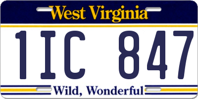 WV license plate 1IC847