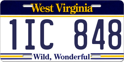 WV license plate 1IC848
