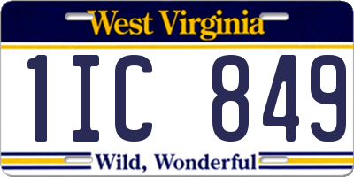 WV license plate 1IC849